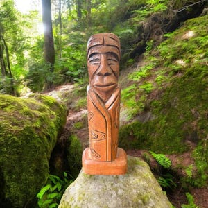 First Nations Hand-Carved Wood Totem