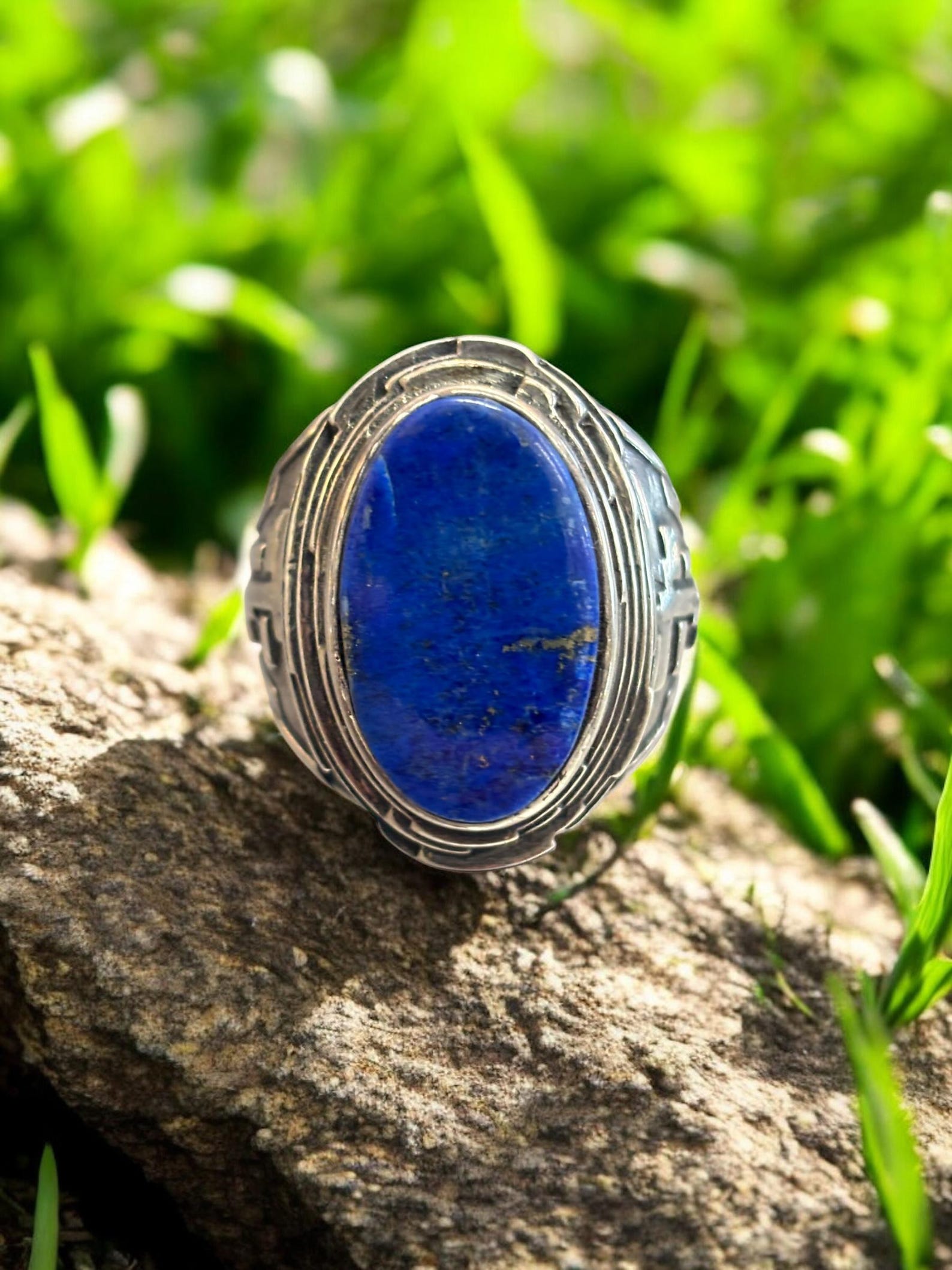 Sterling Silver Lapis Lazuli Fractal Ring