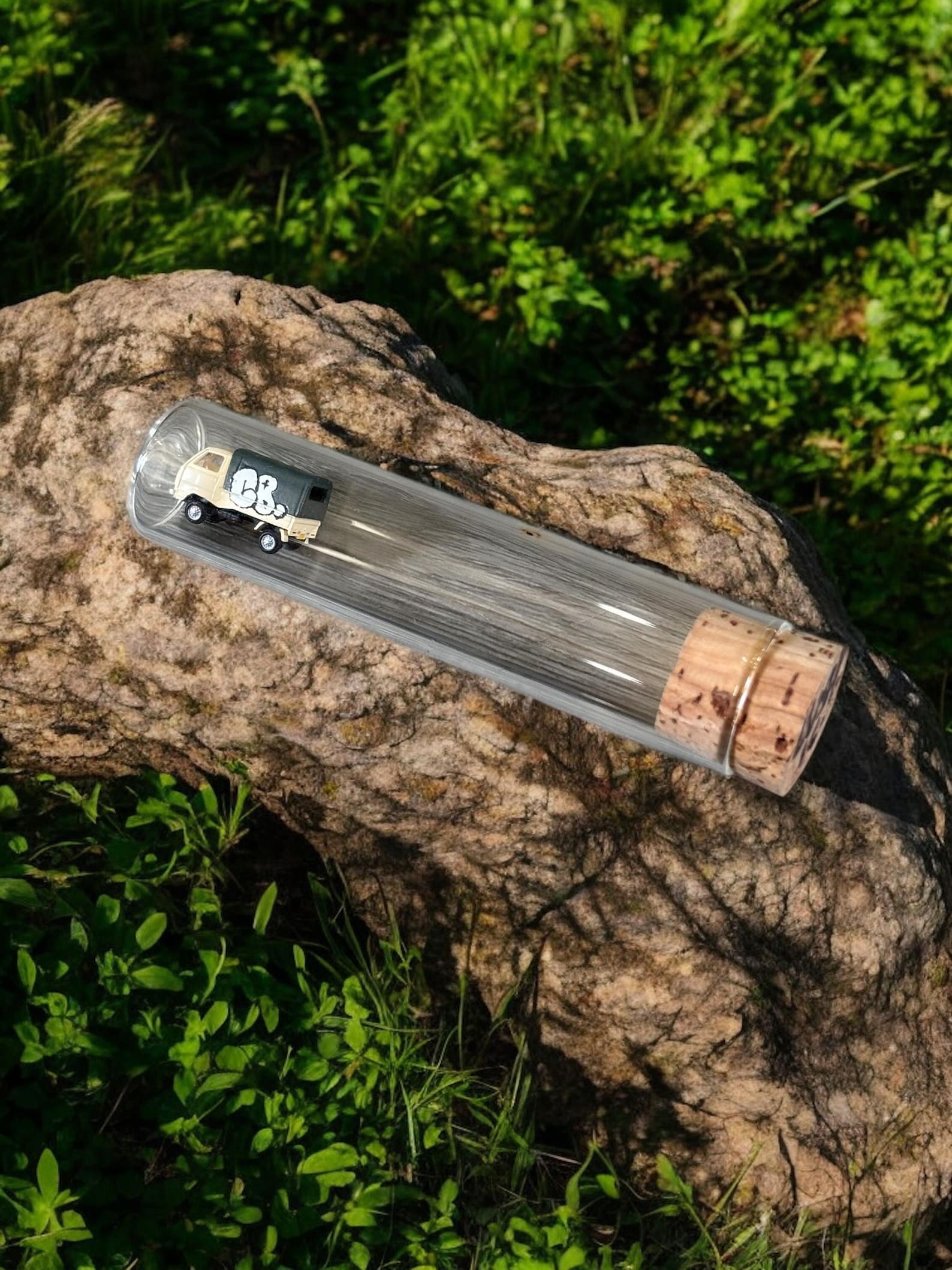 Lushsux - "CB & Lush" Miniature Painted Truck in Glass Tube Street Art