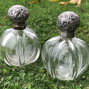 Crystal and Sterling Silver Perfume Bottles