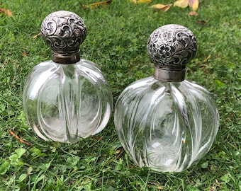 Crystal and Sterling Silver Perfume Bottles