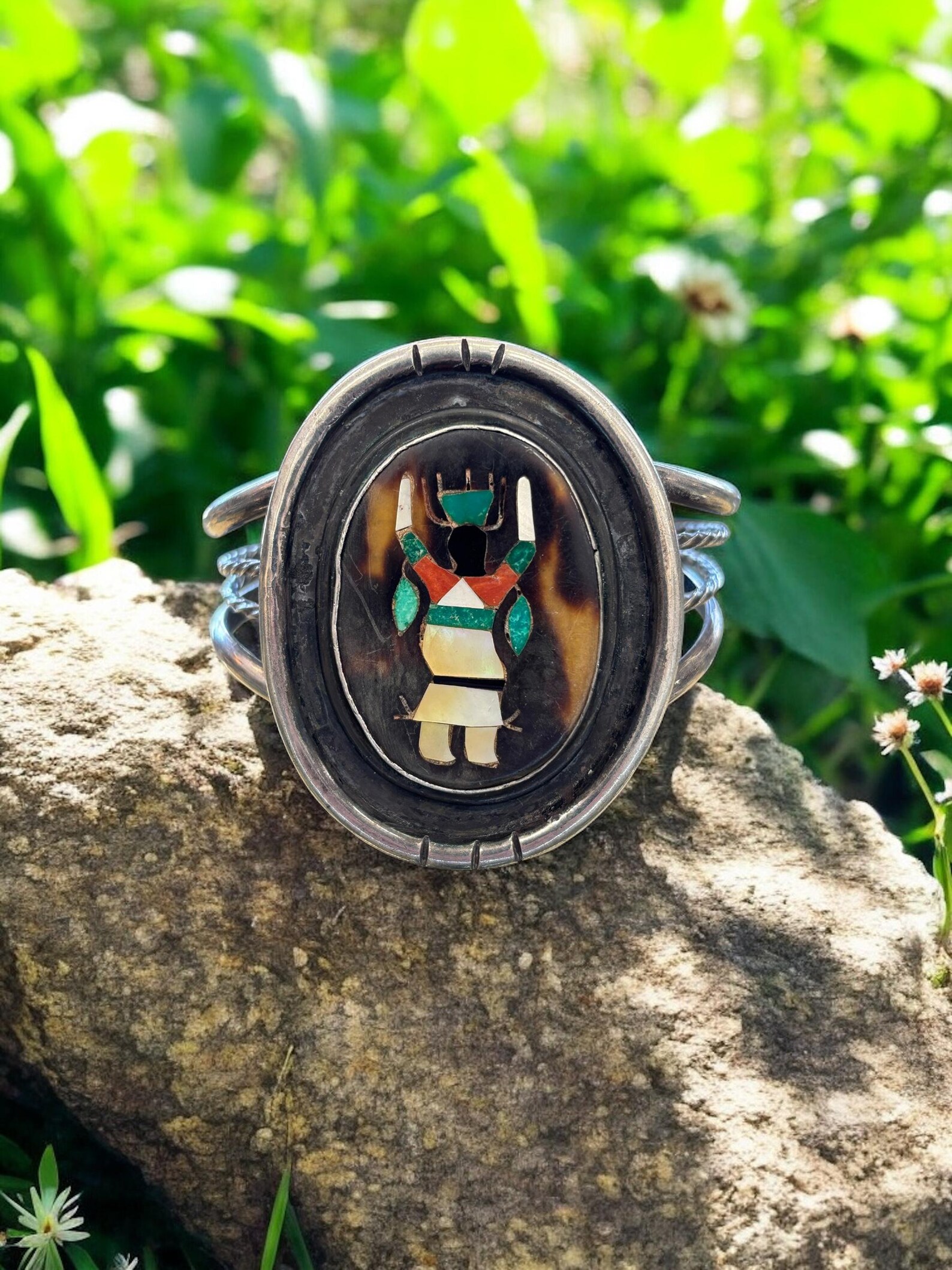 Sterling Silver Zuni Mosaic Cuff Bracelet