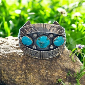 Sterling Silver Navajo Turquoise Cuff Bracelet