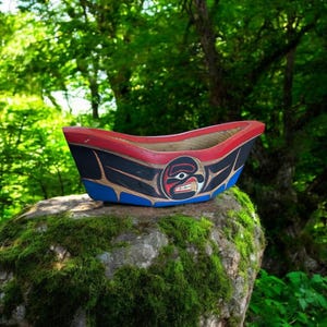 First Nations Hand-Carved and Painted Canoe