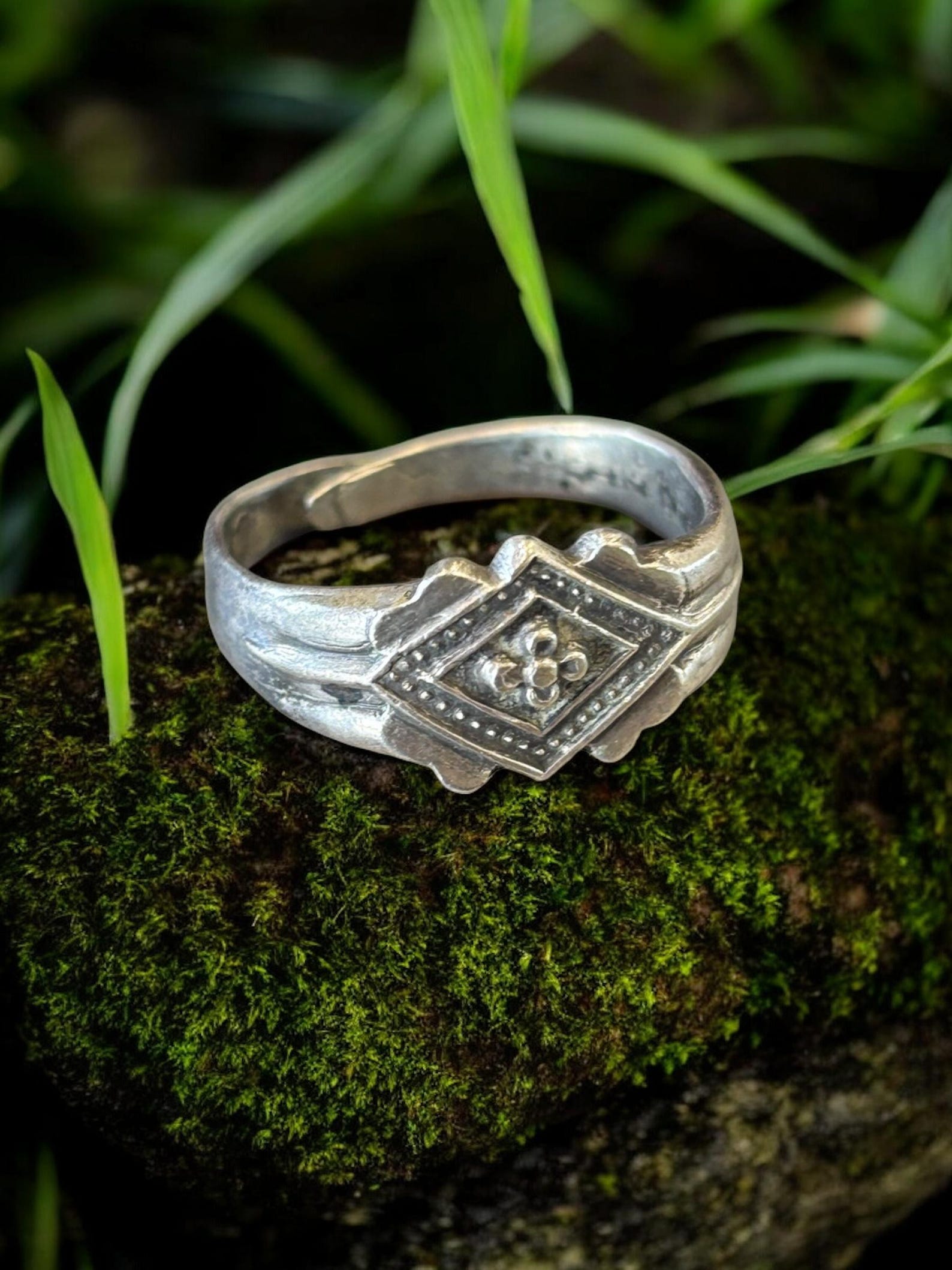 Antique Chinese Export Silver Floral Ring