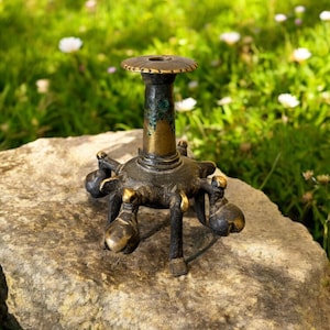 1800s Bronze Tibetan Ritual Candle Holder
