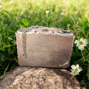 Sterling Silver Wallet/Purse – Engraved “Mrs. O Davis, Maplewood” – Leather Lined