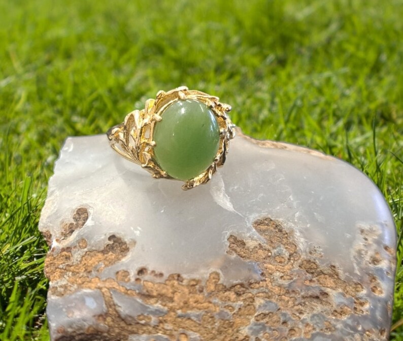 14k Gold Jade Ring - Etsy