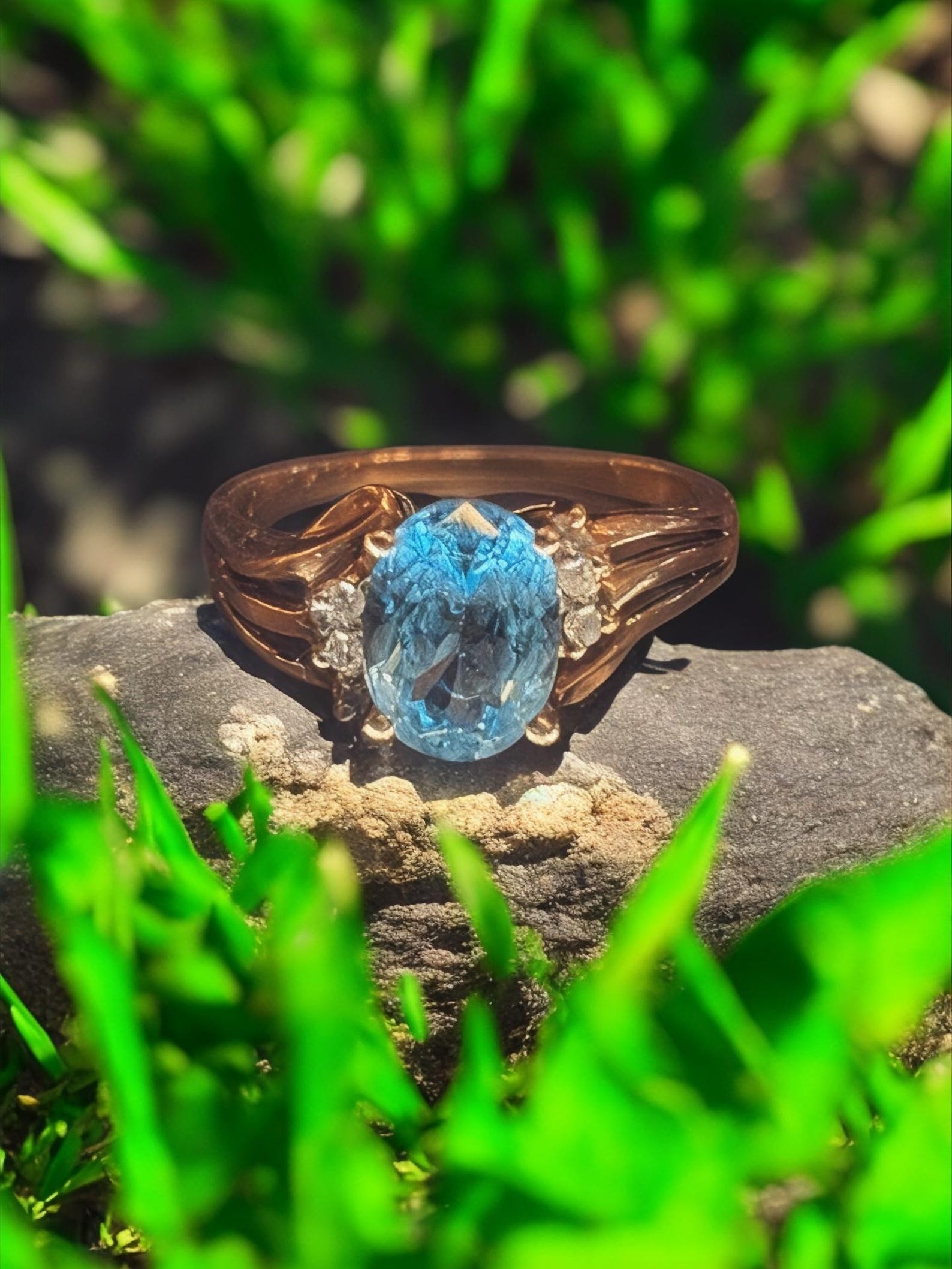 10k Gold Topaz and Diamond Ring