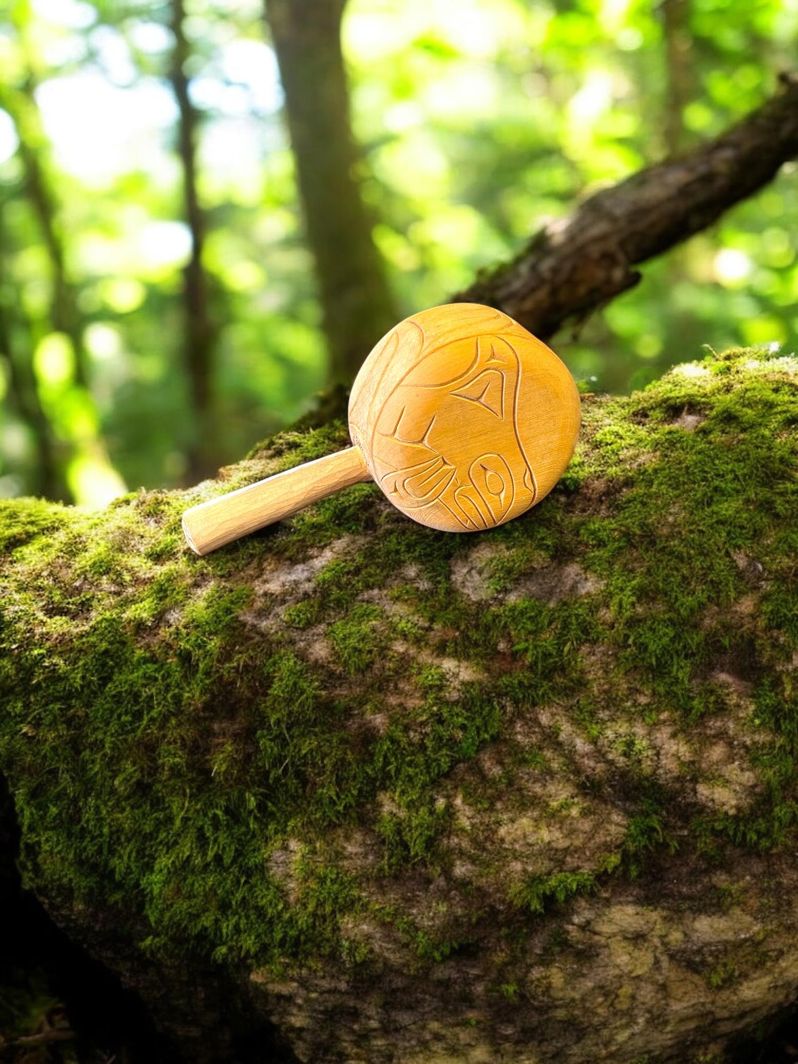 First Nations Hand-Carved Cedar Rattle by Howard LaFortune