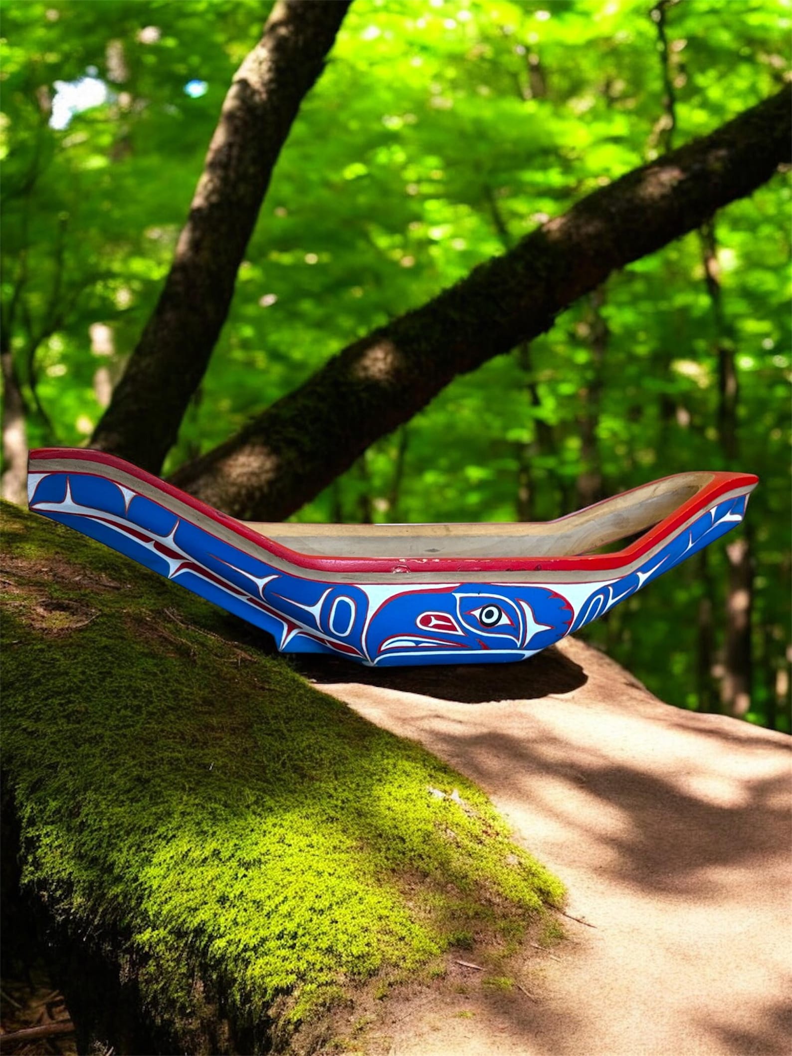 First Nations Hand-Carved and Painted Canoe