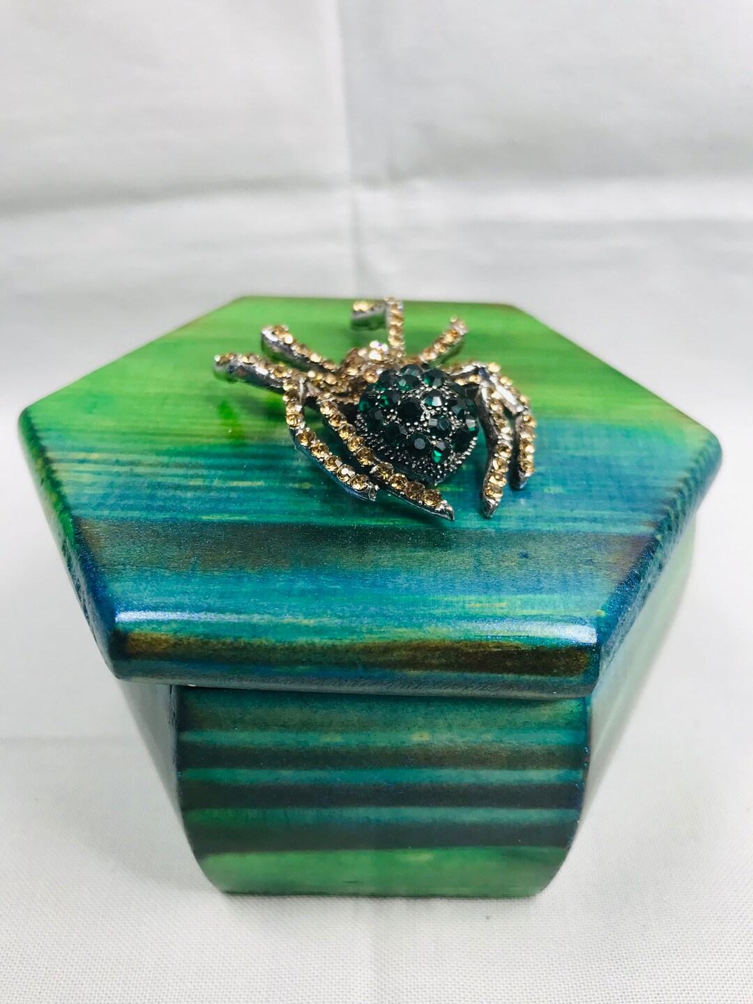 Small Hexagon Spider Trinket Box Etsy