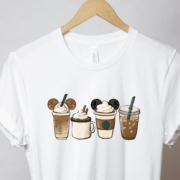 Disney Coffee T-Shirt, Mickey Head Coffee Shirt, Disney Drink Coffee Shirts, Disney Characters Coffee Tee, Gift For Coffee Lover, Coffee Tee