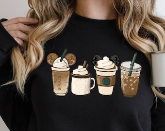 Disney Coffee Sweatshirt, Mickey Head Coffee Sweater, Disney Drink Coffee Hoodie, Disney Characters Coffee Sweatshirt, Gift For Coffee Lover