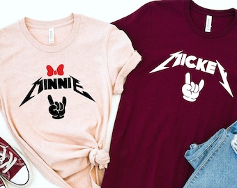 Minnie Mickey Rock And Roll T-Shirt, Disney Matching Couple Shirt, Disney Rock And Roll Couple T-Shirt, Mickey Disney Tee, Minnie Disney Tee