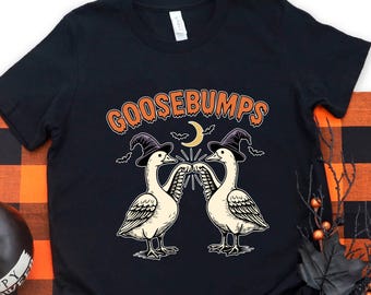 Goosebumps Halloween Goose Shirt, Funny Witch Duck Shirt, Spooky Animal T-Shirt
