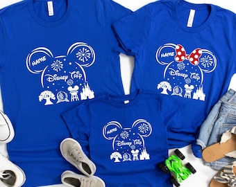 Personalisiertes Familie Disney Trip Shirt, passendes Familie Disneyland Urlaub Shirt, benutzerdefinierter Name Disney Trip Shirt, Disneyland Familie Shirt