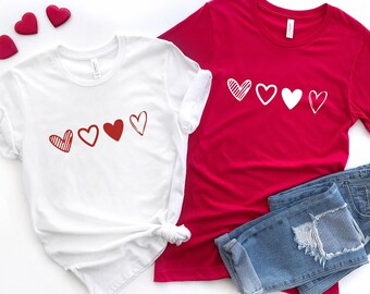 Cute Hearts Valentines Day Shirt, Love Shirt, Valentines Day Shirt for Women, Gift for Her, Valentines Day Couple Shirt