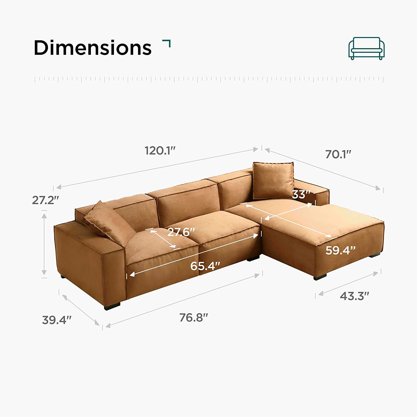 Terracotta Sectional Sofa Set Modern Lshaped Deep Sectional Etsy
