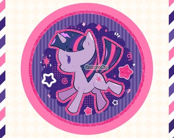 Twilight 2.25" Pin Button, Magnet, or Bottle Opener | Personalized with Name (Optional) | MLP Inspired Pony