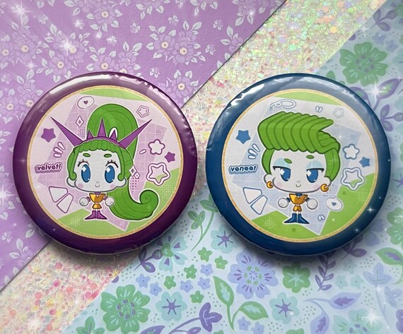 Velvet and Veneer Trolls Band Together 2.5 Pinback Buttons Personalization  Available 