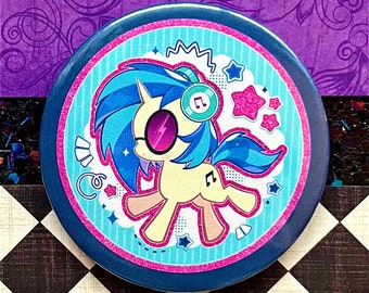 Vinyl Scratch 2.25" Pin Button, Magnet, or Bottle Opener | Personalized with Name (Optional)