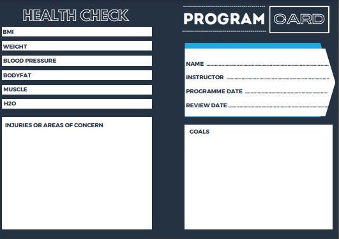 Printable Gym Exercise Program Card Template the Ultimate Tool for ...