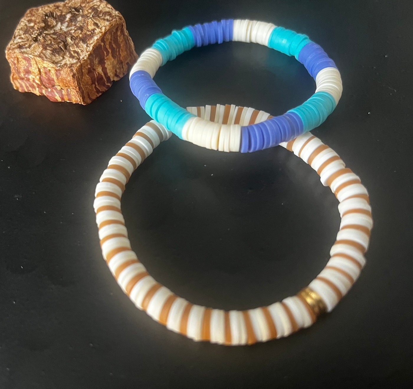 Handmade blue Haven Clay Beaded Bracelet 