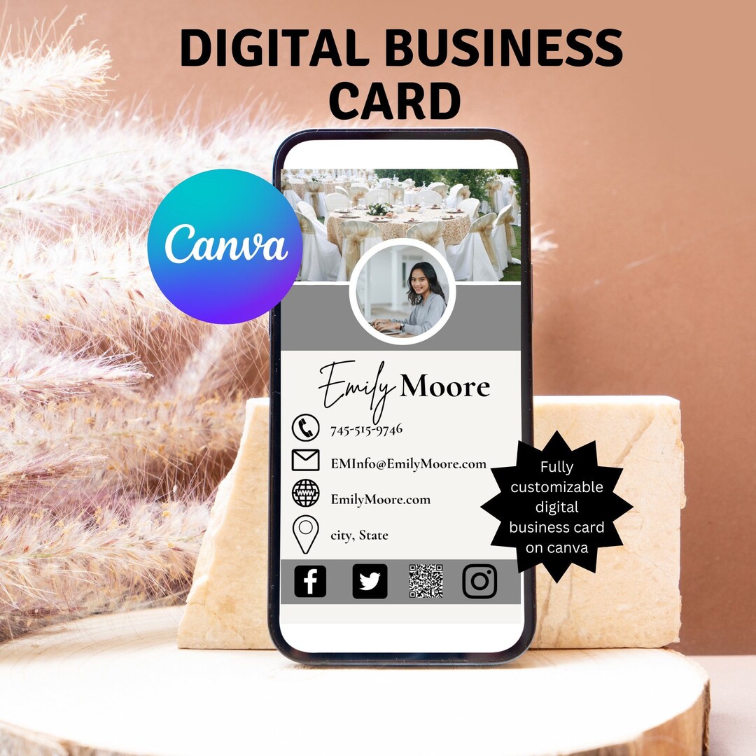 Digital Business Card Canva Digital Business Card Fully Customizable