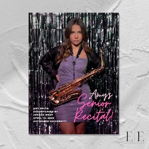 Recital Flyer Template, Senior Recital Poster, Picture Template, Editable Template, College Recital Flyer Template