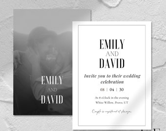 Wedding Invitation Template, Invitation Template, Fully Customizable, Modern, Simple, Bold, Aesthetic, Wedding