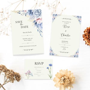 Minimalist Wedding Invitation Bundle / Save the Date, Invitation, & RSVP / Canva Templates