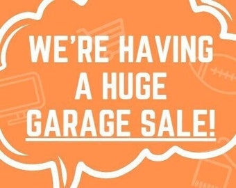 banner, vendita garage, parte, invito