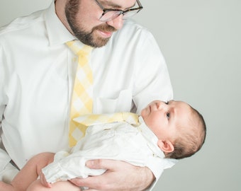 Yellow Plaid Cotton Men's Tie, The Declan Tie