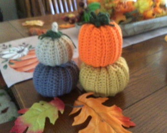 Hand crocheted pumpkins