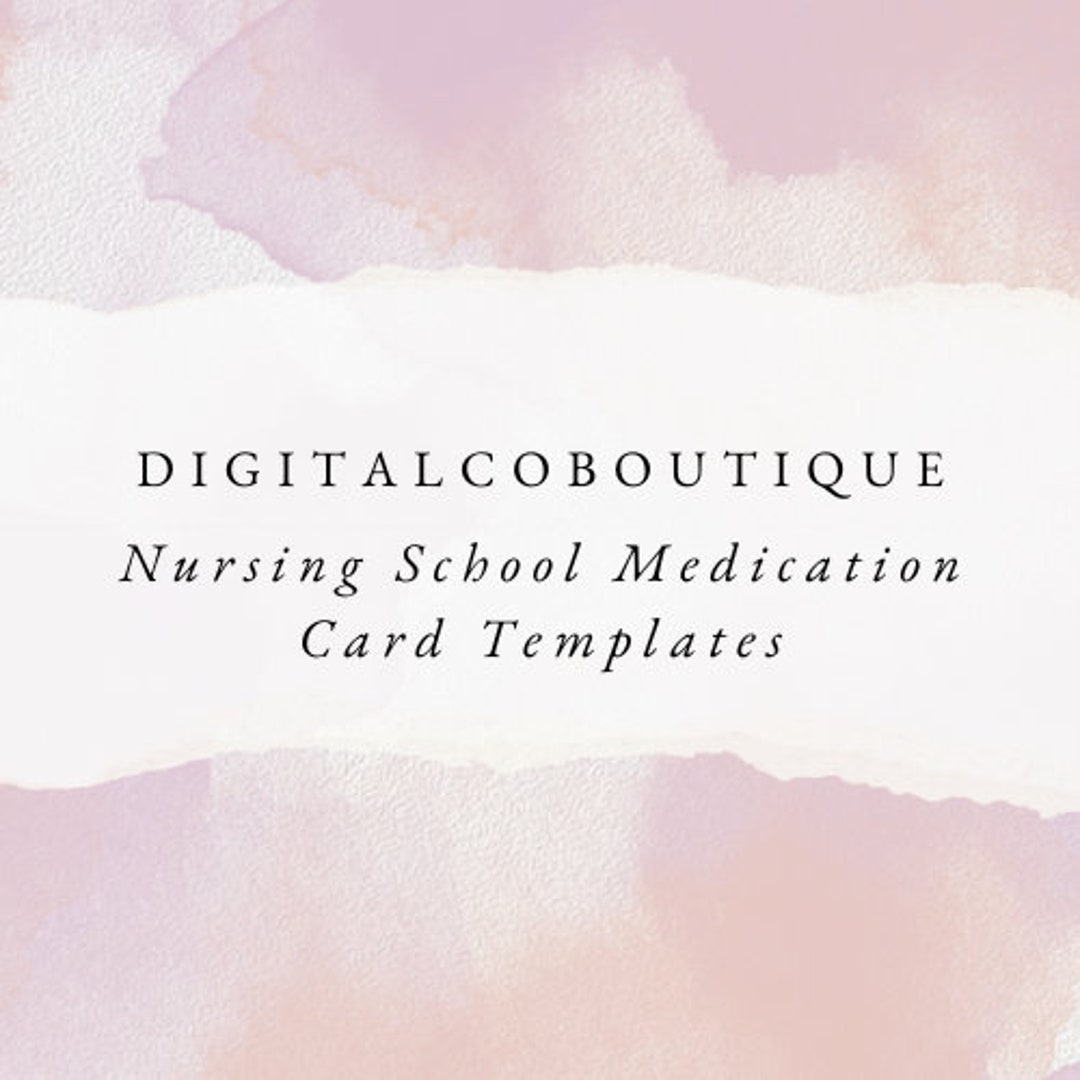 Nursing School Medication Card Template - Etsy