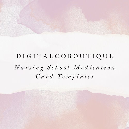 Nursing School Medication Card Template - Etsy