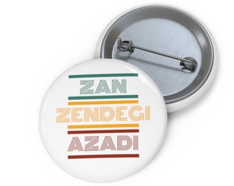 Zan Zendegi Azadi Pin Button, Iran, Free Iran, Iran Protests, Mahsa Amini, Women Life Freedom, Minimalist Pins, Retro Pins