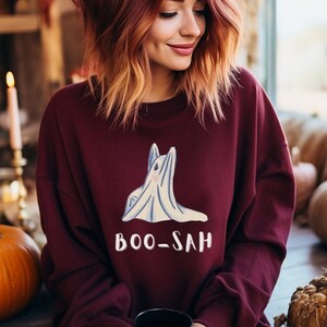 Boo-Sah Halloween Yoga Sweatshirt Halloween Yogi Shirt Cute Ghost Sweatshirt Halloween Gift for Yoga Gift Lover Funny Halloween Ghost Shirt