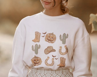 Western Halloween Sweatshirt Cowgirl Halloween Sweatshirt voor haar Western Herfst Sweatshirt Halloween Cactus Sweatshirt Leuk Western Halloween