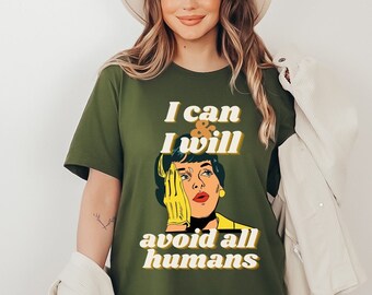 Rolig introvert t-shirt present till introverta antisociala gåvor ångest t-shirt retro t-shirt ångest t-shirt present till blyga människor grafisk t-shirt