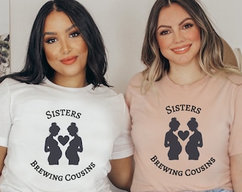 Sisters Pregnancy Tee for Pregnant Sisters Shirt for Sisters Pregnancy Announcement Pregnant at the Same Time Surprise We're Pregnant TShirt