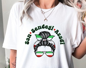 Camiseta Zan Zendegi Azadi, Irán libre, Revolución de Irán, Protestas en Irán, Mahsa Amini, Libertad de vida de la mujer, Libertad para Irán, Farsi, Camisa Azadi