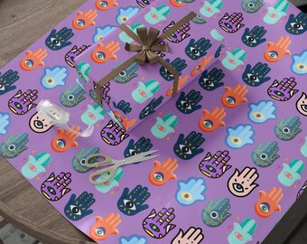 Hamsa Geschenkpapier Evil Eye Geschenkpapier Hamsa Geschenkverpackung Boho Geschenkverpackung Jüdische Geschenkverpackung Hinduistische Geschenkverpackung Spirituelles Geschenkpapier