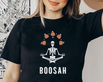 Skeleton Yoga TShirt Boo-sah Halloween Yoga Shirt Halloween Yogi Shirt Halloween Gift for Yoga Lover Halloween Shirt Funny Halloween T-Shirt