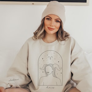The Ambitious Aries Sweatshirt Aries Gifts Astrology Gift for Aries Minimalist Zodiac Sweatshirt Aries Zodiac Line Art Aries Crewneck Zodiac