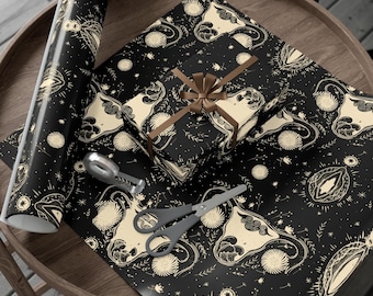 Yoniverse Wrapping Paper, Unique Gift Wrap, Retro Gift Wrap, Aesthetic Wrapping Paper Sheets,  Boho Gift Wrap, Cosmic Yoni Wrapping Paper