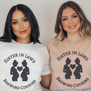 Schwägerin Schwangerschaft Tee für schwangere Schwägerin Schwangerschaft Ankündigung TShirt Schwanger zur gleichen Zeit Überraschung Dual Schwangerschaft Tee