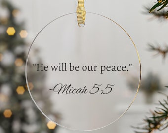 Micah 5:5 Christmas Ornament Bible Quote Ornament Religious Christmas Ornament for Christian Ornament Bible Verse Christmas Bible Ornament