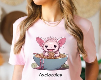 Cute Axolotl Shirt for Axolotl Lover Gift Axolotl Ramen Shirt Funny Axolotl Crewneck Tee Axolotl T-Shirt for Axolotl Lovers Funny Ramen Gift